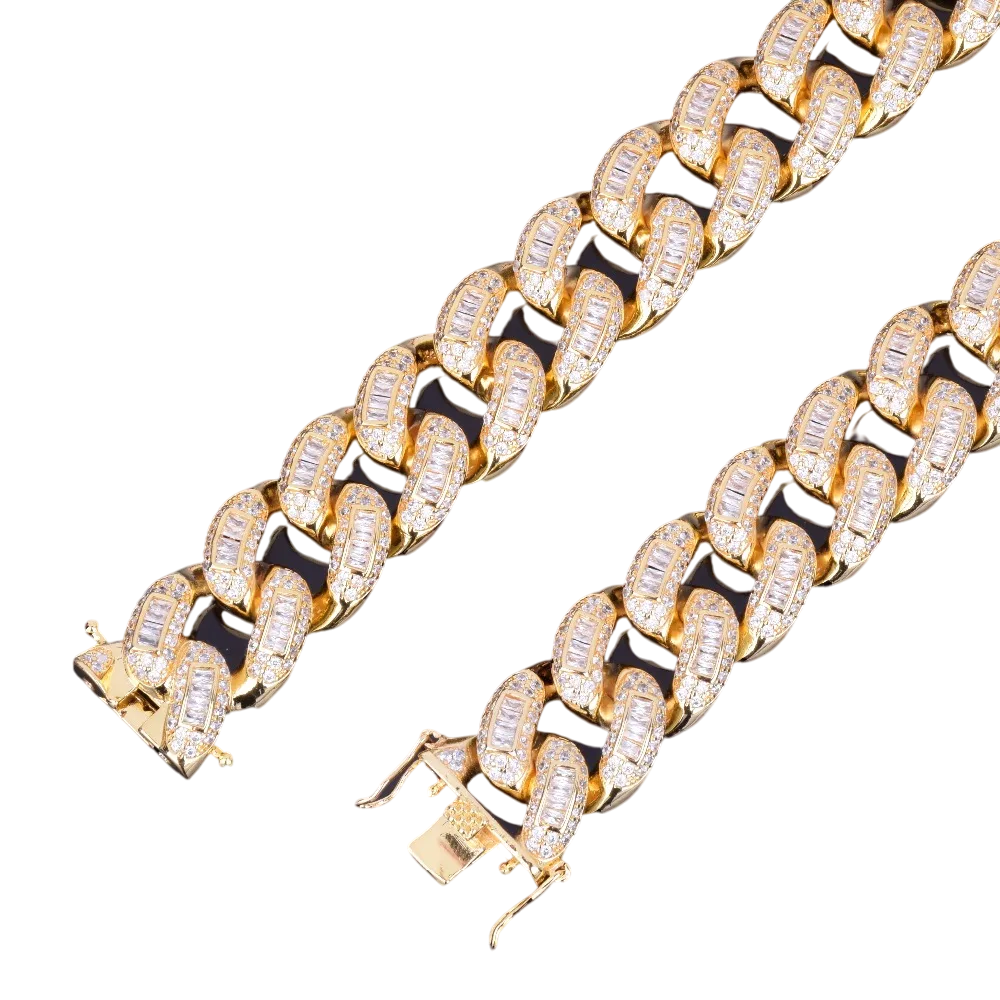 Iced Out Baguette Miami Cuban Link Bracelet // 22MM