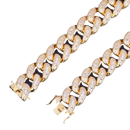 Iced Out Baguette Miami Cuban Link Bracelet // 22MM