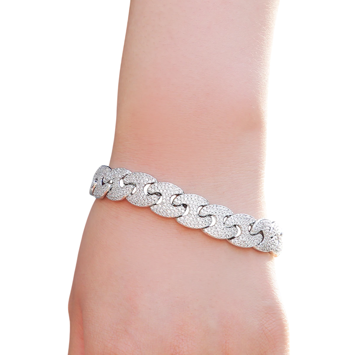 Iced Out Solid Back Cuban Link Bracelet // 12MM