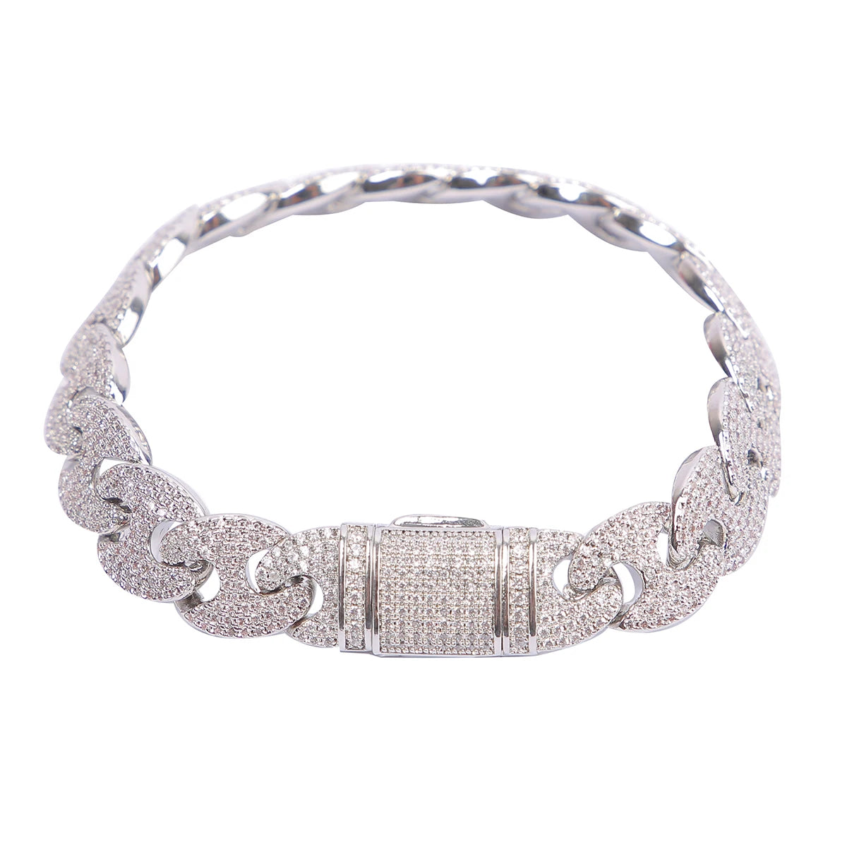 Iced Out Solid Back Cuban Link Bracelet // 12MM