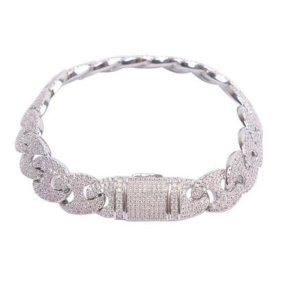 Iced Out Solid Back Cuban Link Bracelet // 12MM