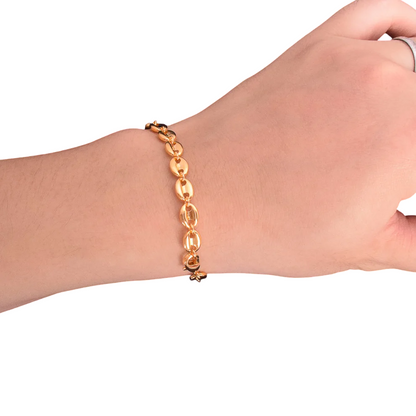 Glossy Coffee Bean Solid back Link Bracelet