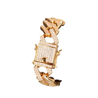 Iced Out Square Face Cuban Link Bracelet // 18MM