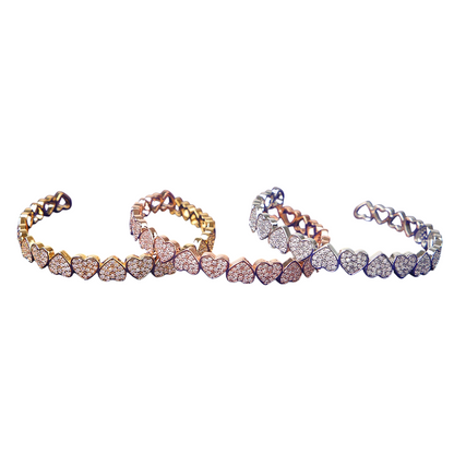 Luxury Hearts Adjustable Cuff Bracelet