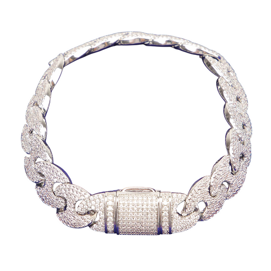 Iced Out Solid Back Cuban Link Bracelet // 12MM