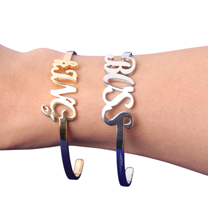 Custom Letter Stainless Steel Adjustable Cuff Bracelet