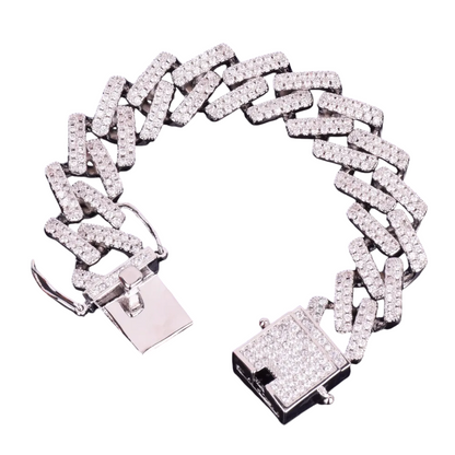 Iced Out Square Face Cuban Link Bracelet // 18MM