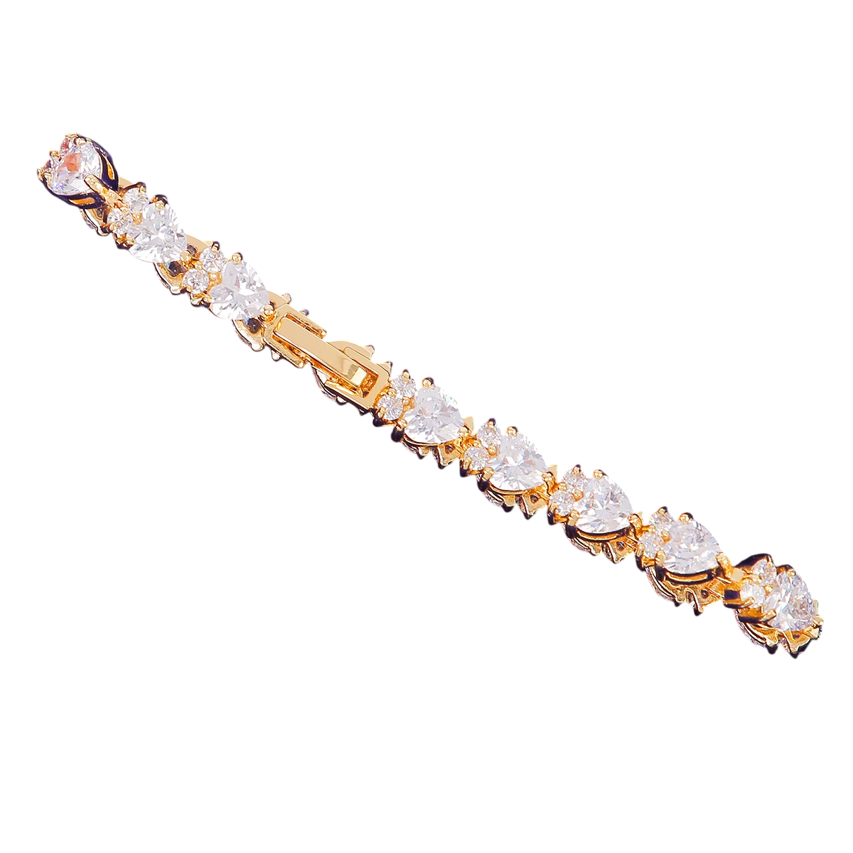 Floral Hearts Cluster Tennis Bracelet // 8MM