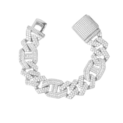 Iced Out Baguette Cuban Bracelet // 18MM