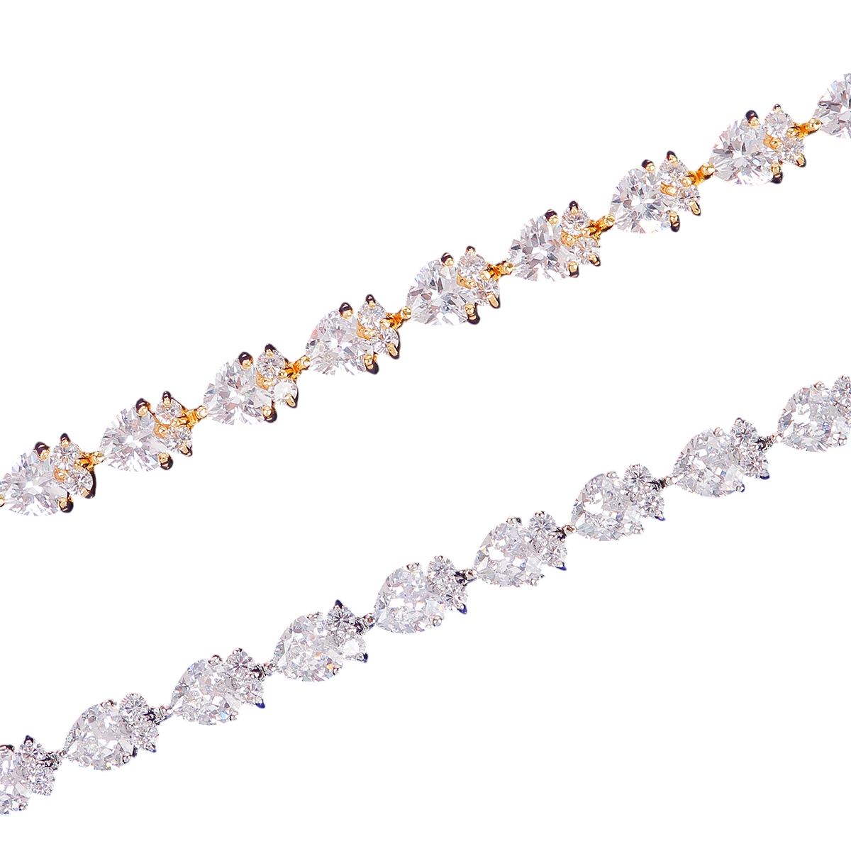 Floral Hearts Cluster Tennis Bracelet // 8MM