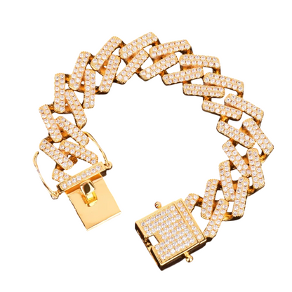 Iced Out Square Face Cuban Link Bracelet // 18MM