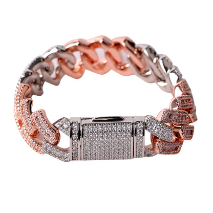 Iced Out Gold Authority Baguette Pave Set Cuban Bracelet