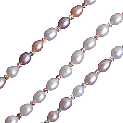 Soft Hues Sterling Silver Pearl Bracelet // 6MM