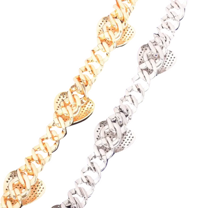 Iced Out Heart & Cuban Link Bracelet // 10MM