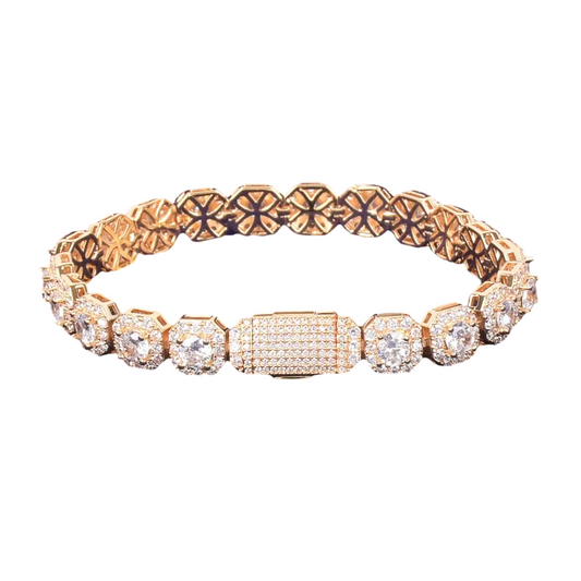 Iced Out Octagon Cluster Tennis Bracelet