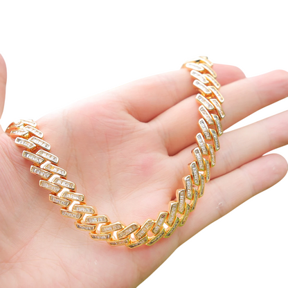 Iced Out Baguette Row Cuban Link Bracelet // 11MM