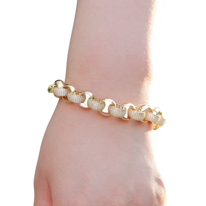 Iced Out Alternating Textured Cuban Link Bracelet // 12MM