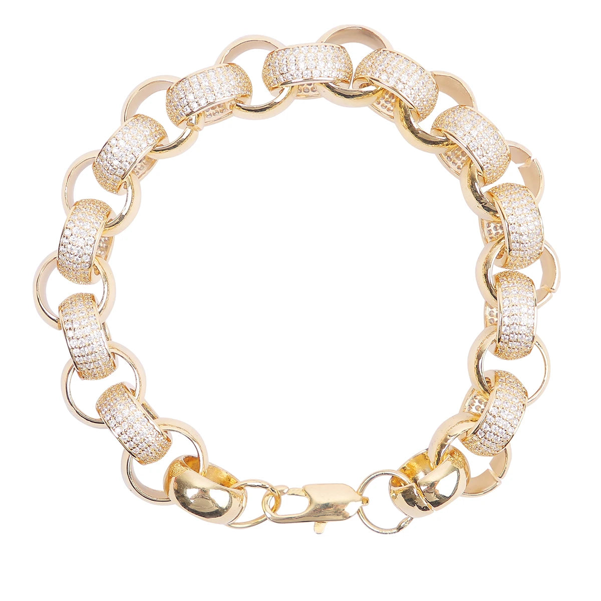 Iced Out Alternating Textured Cuban Link Bracelet // 12MM
