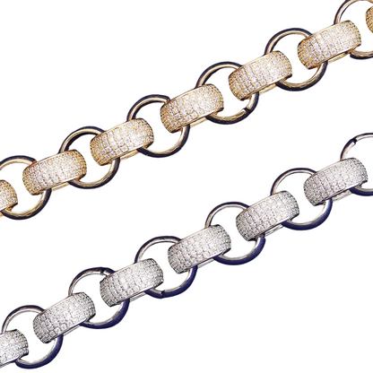 Iced Out Alternating Textured Cuban Link Bracelet // 12MM