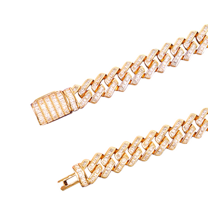 Iced Out Baguette Row Cuban Link Bracelet // 11MM