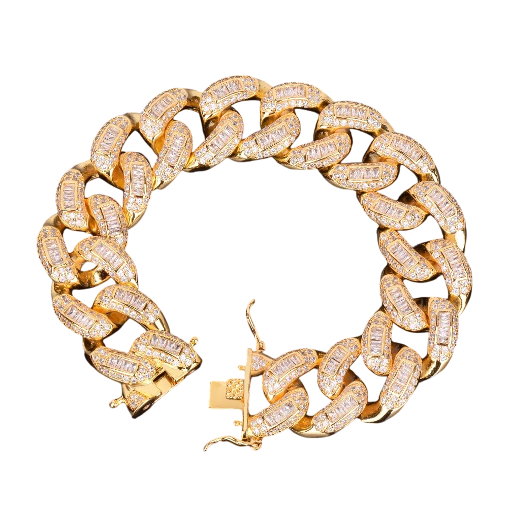 Iced Out Baguette Miami Cuban Link Bracelet // 22MM