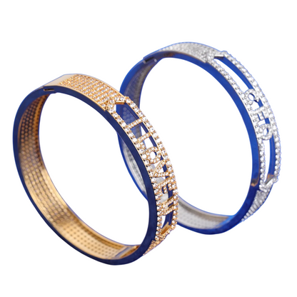 Iced Out Custom Letter Cutout Bangle Bracelet