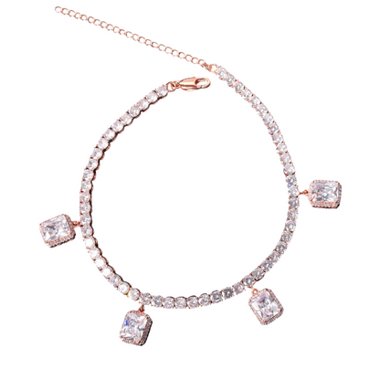 Rectangular Crystal Charms Adjustable Tennis Bracelet // 4MM