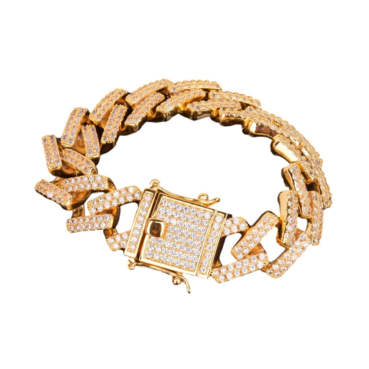 Iced Out Square Face Cuban Link Bracelet // 18MM