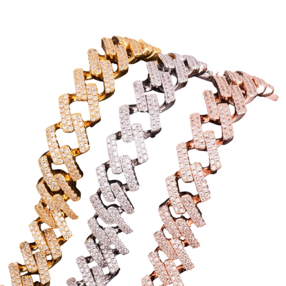 Iced Out Square Face Cuban Link Bracelet // 18MM