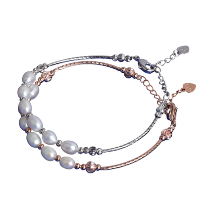 Metal Medley Pearl Charm Adjustable Bracelet // 5MM