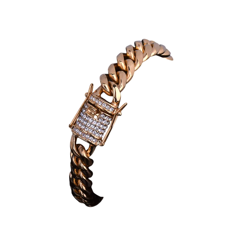 Stainless Steel Luxury Lock Miami Cuban Link Bracelet