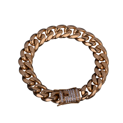 Iced Out Clasp Cuban Chain & Bracelet Set // 14MM