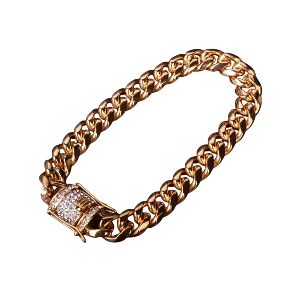 Stainless Steel Luxury Lock Miami Cuban Link Bracelet