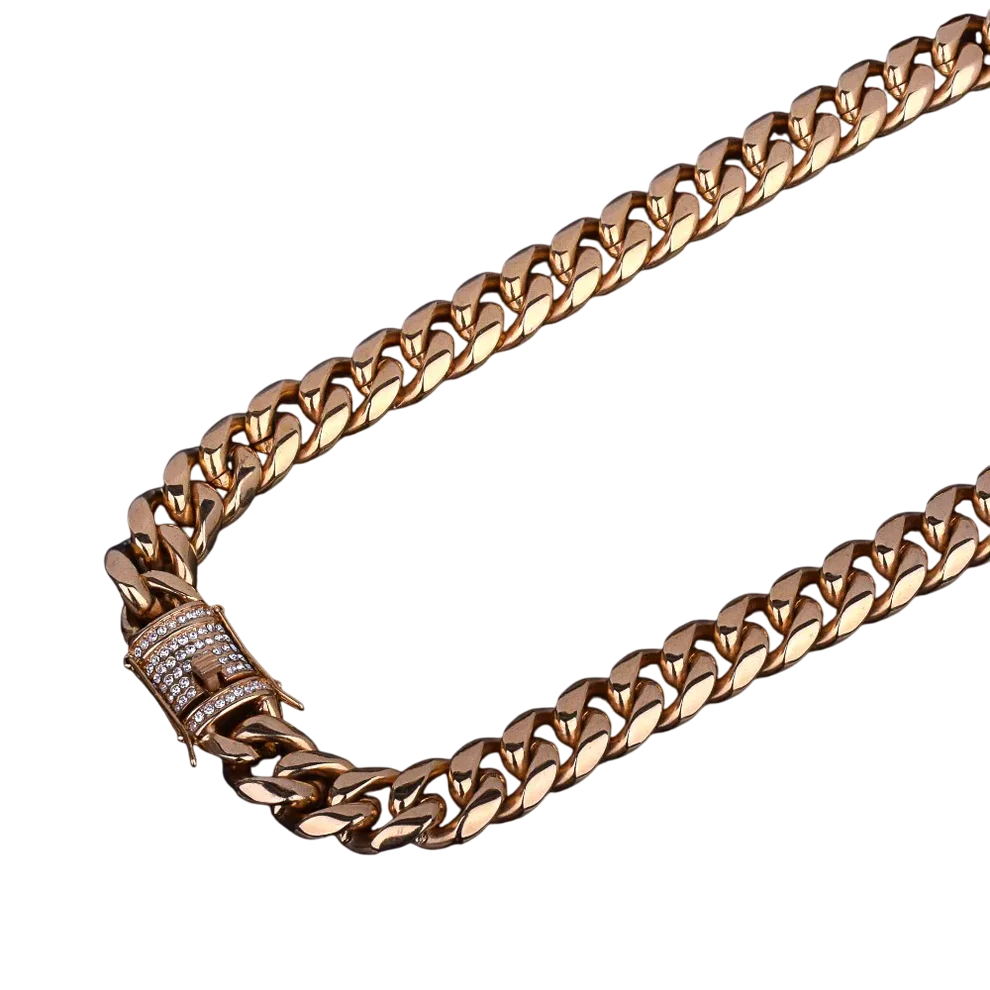 Iced Out Clasp Cuban Chain & Bracelet Set // 14MM