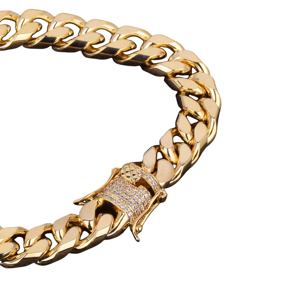 Iced Out Luxury Clasp Cuban Link Bracelet // 11MM