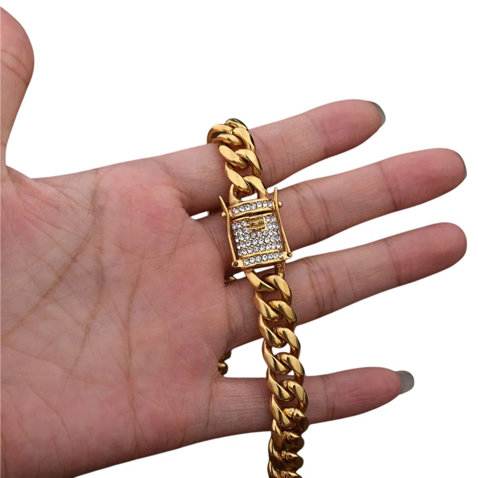Stainless Steel Luxury Lock Miami Cuban Link Bracelet