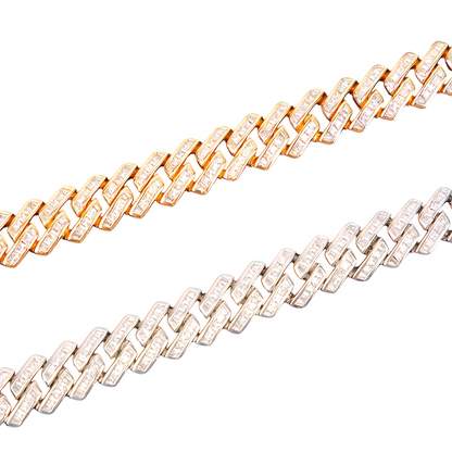 Iced Out Baguette Row Cuban Link Bracelet // 11MM