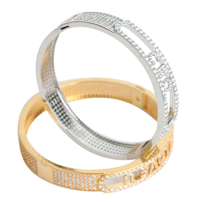 Iced Out Custom Letter Cutout Bangle Bracelet