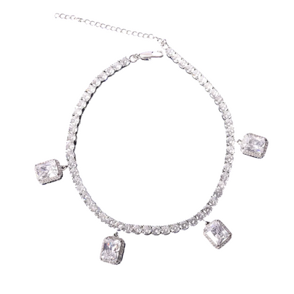 Rectangular Crystal Charms Adjustable Tennis Bracelet // 4MM