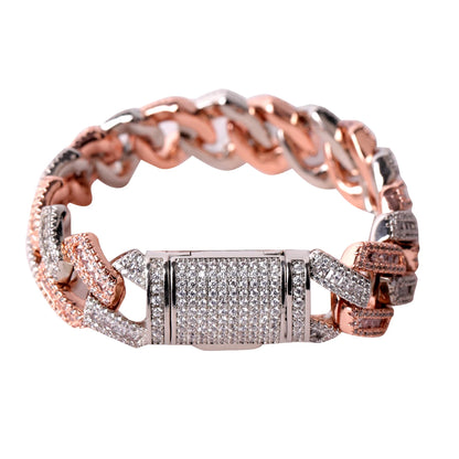 Iced Out Gold Authority Baguette Pave Set Cuban Bracelet