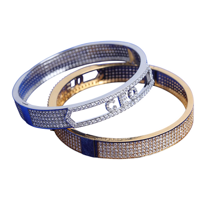 Iced Out Custom Letter Cutout Bangle Bracelet