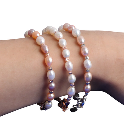Soft Hues Sterling Silver Pearl Bracelet // 6MM