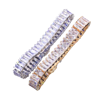 Iced Out Hip Hop Baguette Bracelet // 14MM