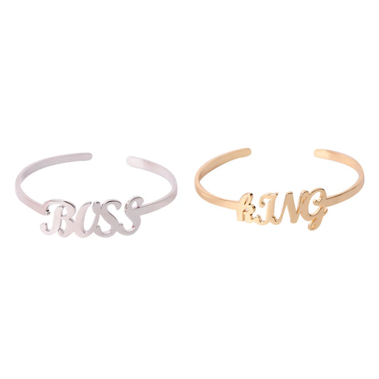 Custom Letter Stainless Steel Adjustable Cuff Bracelet