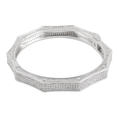 Iced Out Polygon Bangle Bracelet // 8mm