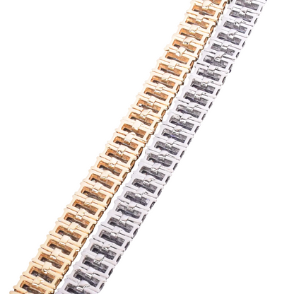 Iced Out Hip Hop Baguette Bracelet // 14MM