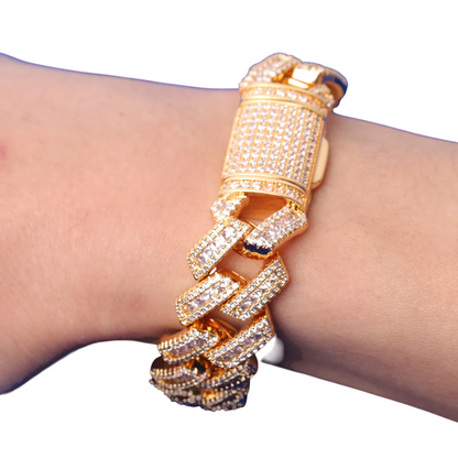 Iced Out Gold Authority Baguette Pave Set Cuban Bracelet