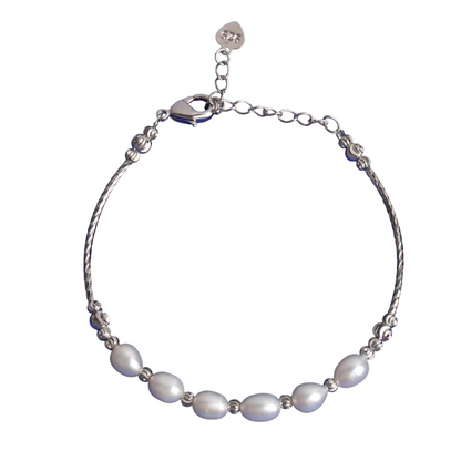 Metal Medley Pearl Charm Adjustable Bracelet // 5MM