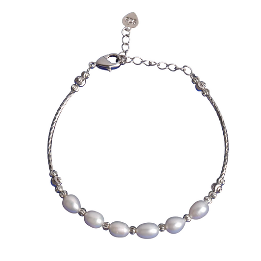Metal Medley Pearl Charm Adjustable Bracelet // 5MM