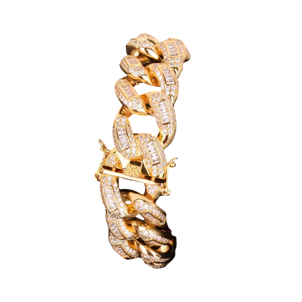 Iced Out Baguette Miami Cuban Link Bracelet // 22MM